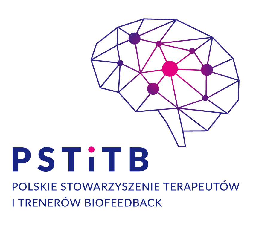 Katarzyna  Chadaj terapeuta Elbląs na tle logo Polskiego Stowarzyszenia Terapeutów i Trenerów Biofeedback