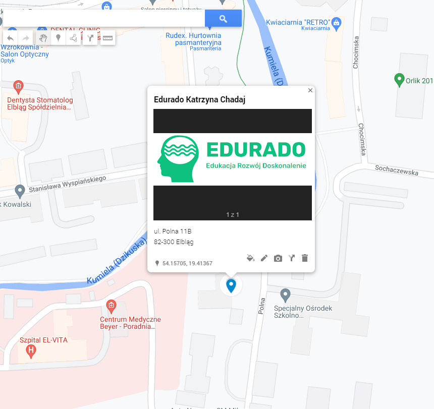 mapa i położenie Edurado Gabinet RTerapeuta Elbląg Katarzyna Chadaj